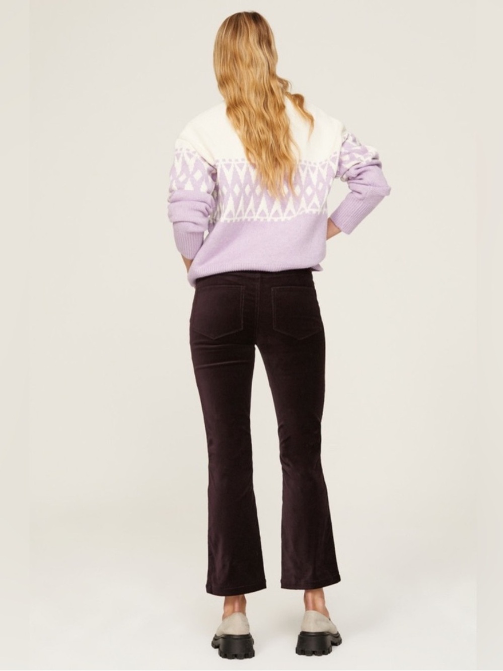 Paige Claudine High Rise Ankle Length Flare Pant in Black Cherry Size 28 Velvet - Picture 7 of 13